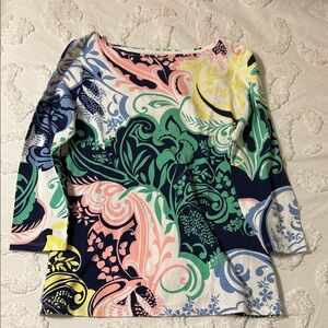 Talbots Multicolor Floral Long Sleeve Top